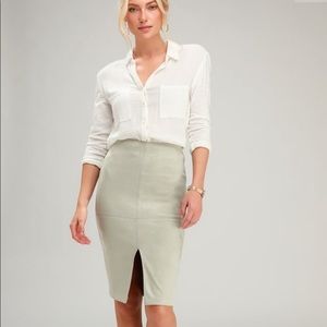 Lulus sage green faux suede pencil skirt